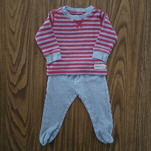 Red and Gray Long Sleeve Shirt with Gray Footed Pants Size 9 months